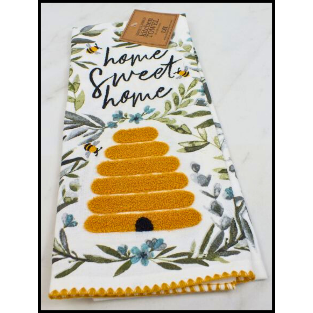 Sweet Bee Home Embellished Dishtowel