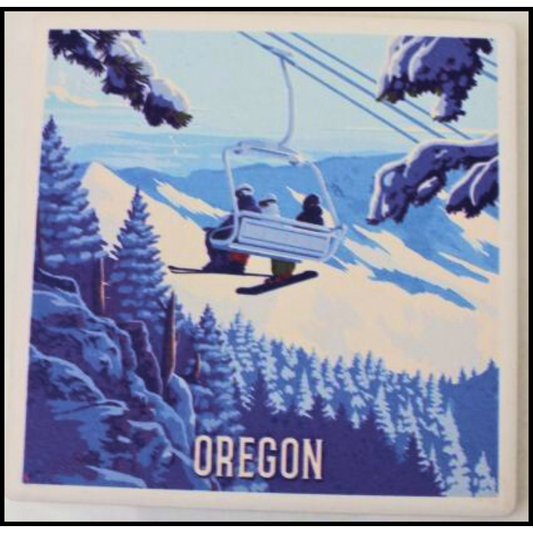 Oregon Ski Lift Ceramic Coaster